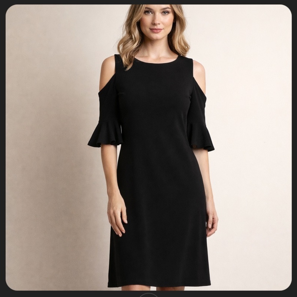 Tommy Hilfiger Women's Cold Shoulder Minimalist Basic Black Sheath Dress Size 12